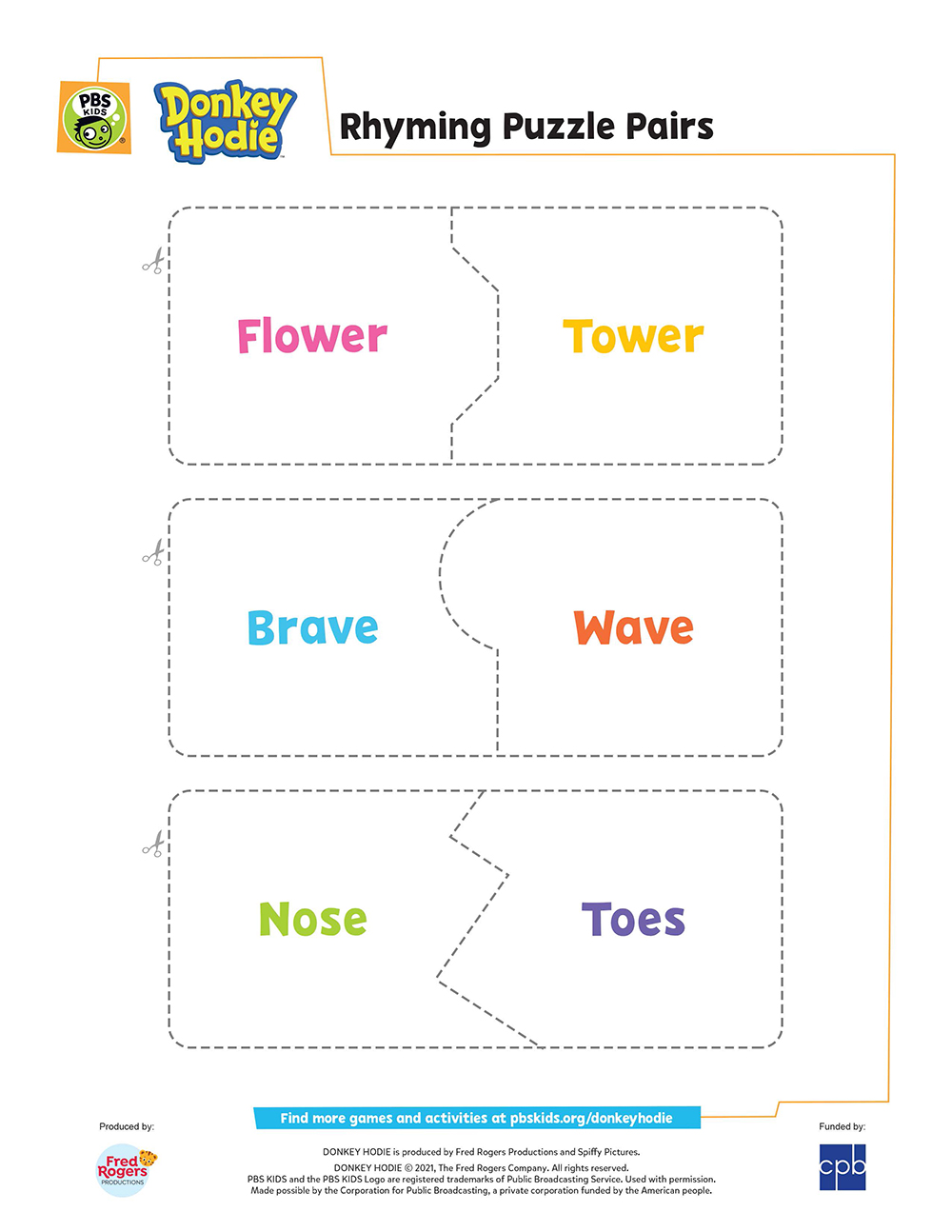 Donkey Hodie_ Rhyming Puzzle Pairs_printable Page 3